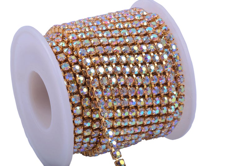 KAOYOO 10 Yards 4MM Crystal Rhinestone Close Chain Trim for Sewing Crafts,DIY Decoration - Image 1